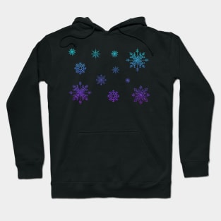 Purple Blue Ombre Faux Glitter Snowflakes Hoodie